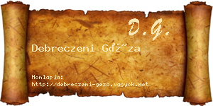Debreczeni Géza névjegykártya
